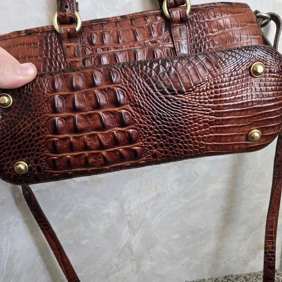 Brahmin Brown Crocodile Embossed Leather Tote